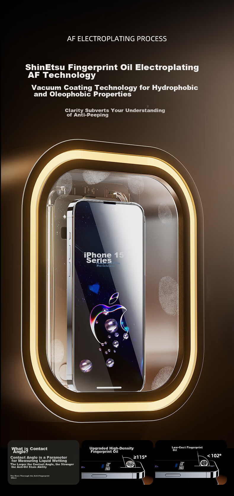 Защитное стекло Mofajiang для Apple iPhone 15 Plus, ультрачеткое, 28°, с защитой от подглядывания, пылезащитное, для быстрой установки, полное покрытие
