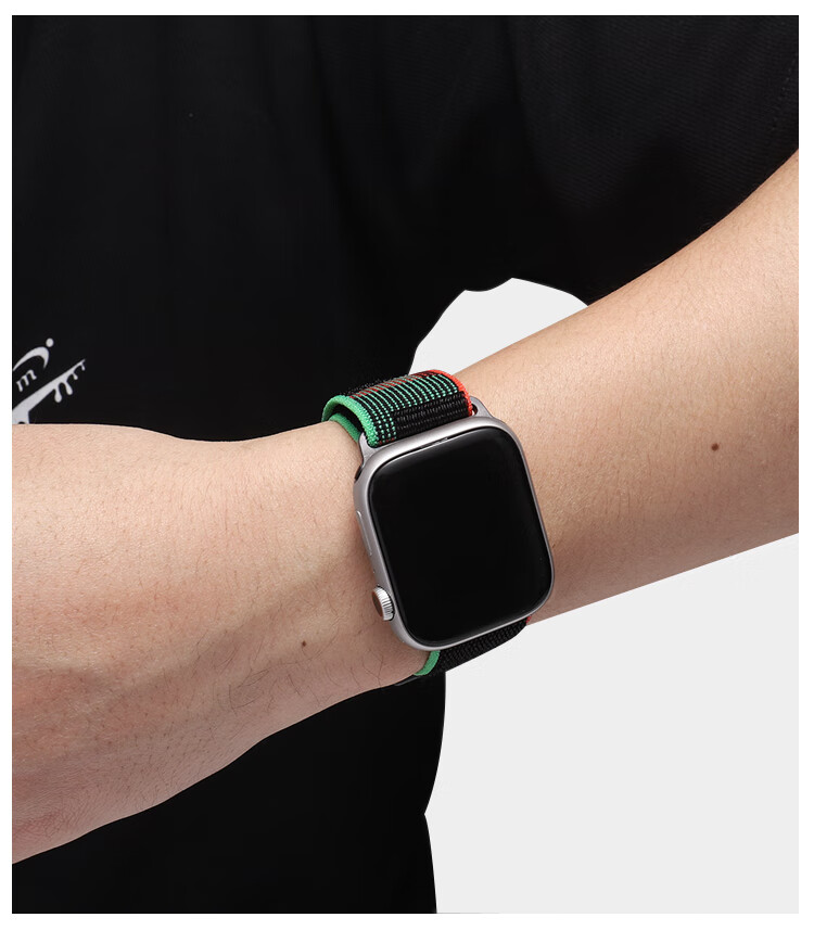 Ремешок MSSM для Apple Watch Series 11, Ultra 3/S10/9/SE3, Белый Радужный, 44/45/46/49MM, нейлоновый