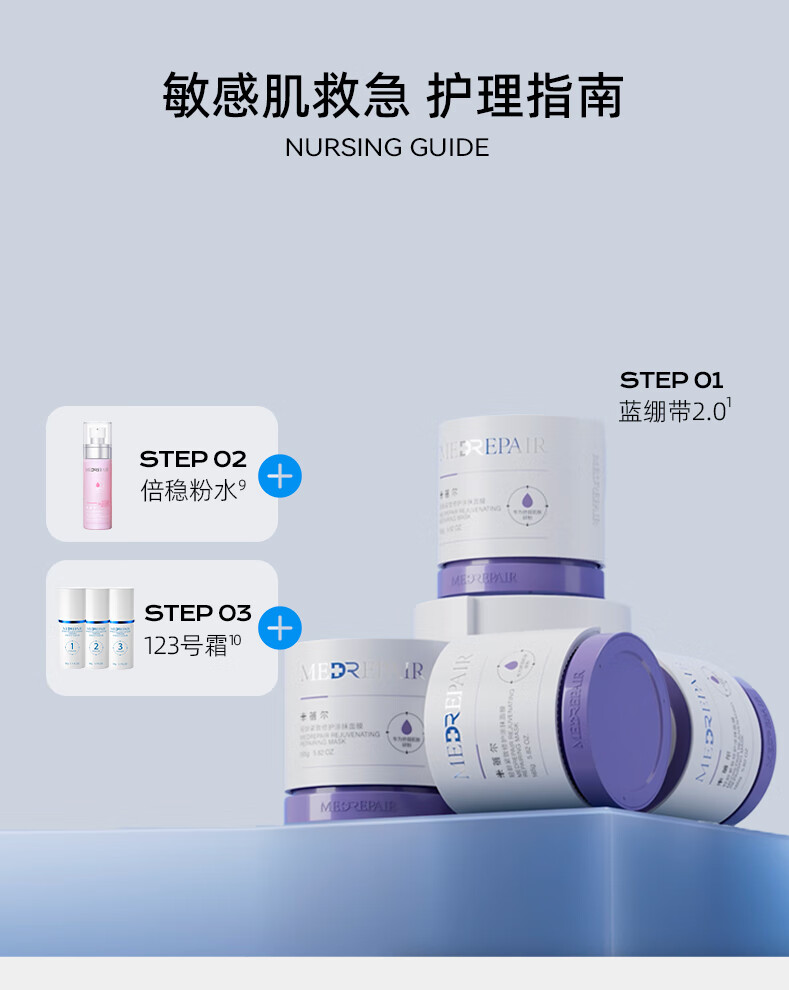 米蓓尔（MedRepair）轻龄紧致修护涂抹式蓝绷带面膜2.0补水保湿舒缓泥膜165g