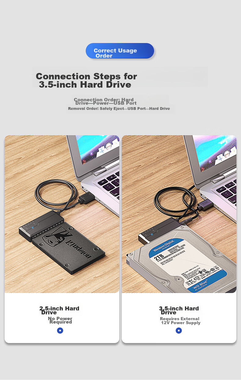 Кабель-адаптер UNITEK USB 3.0 на SATA с блоком питания, 0.6 м, S108ABK-P1