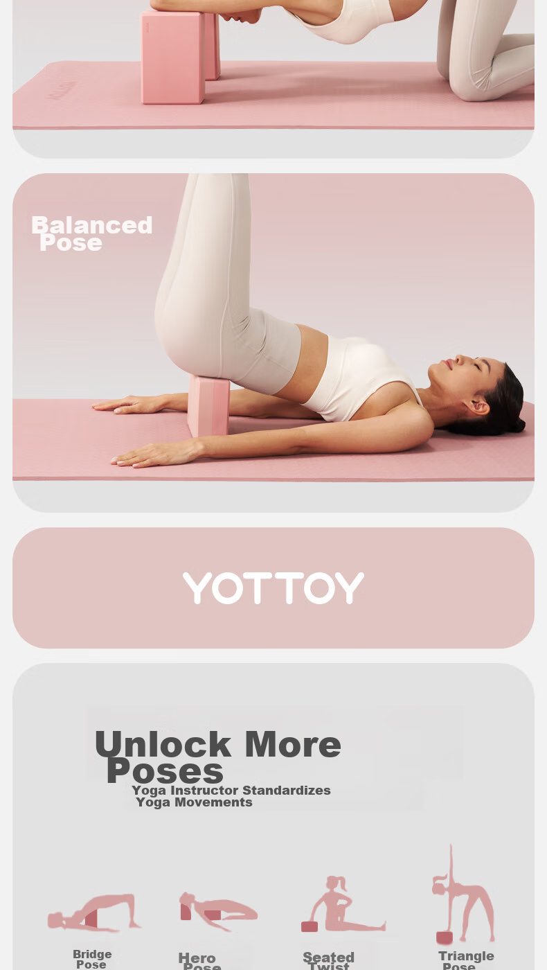 Йога-блок YOTTOY высокой плотности, экологичный, для начинающих, детей и взрослых, для танцевальной практики, 2 шт.