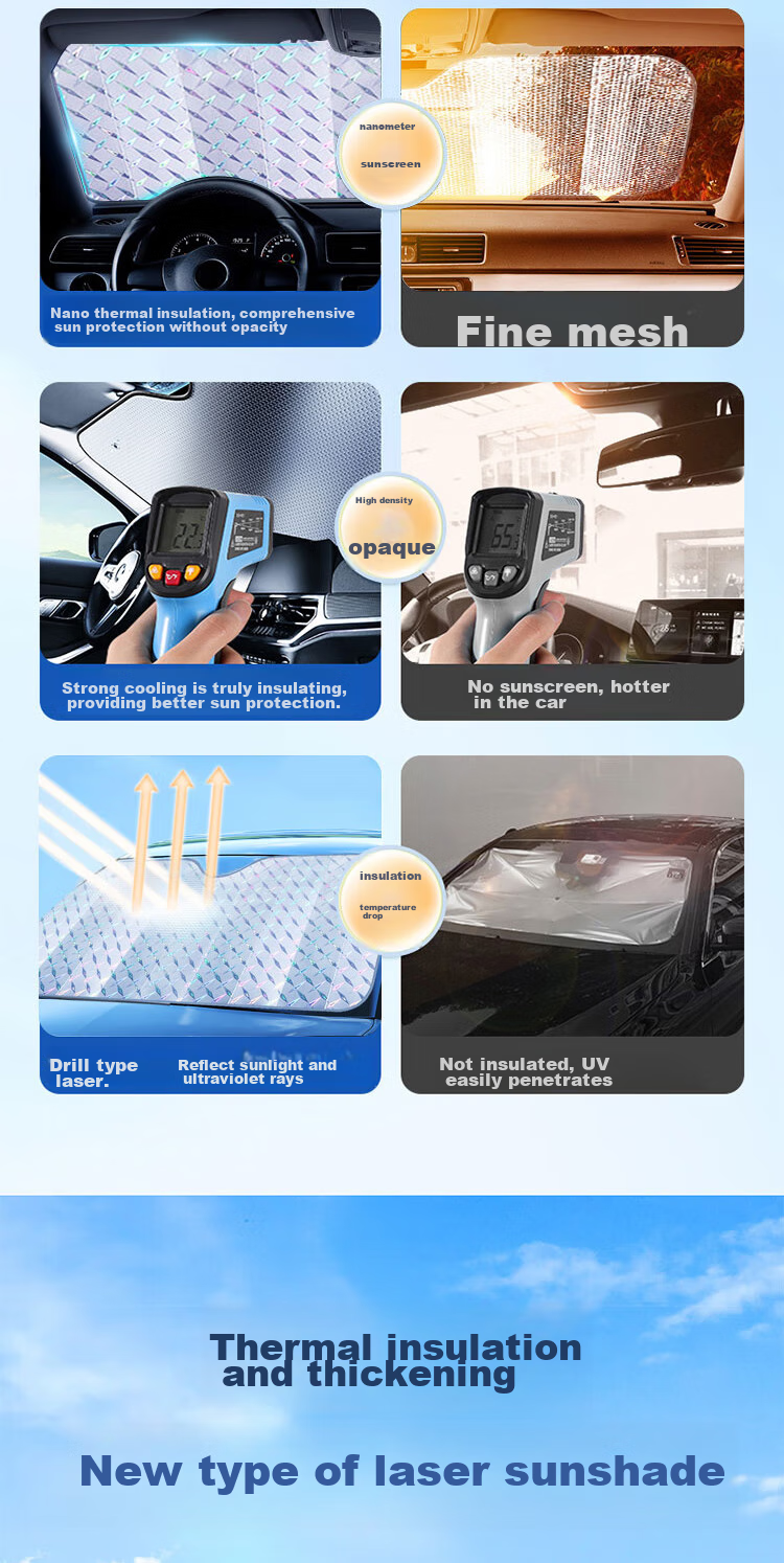 Автомобильный солнцезащитный козырек KOOLIFE Laser Edition, защита от солнца и тепла, универсальный, 130x60 см