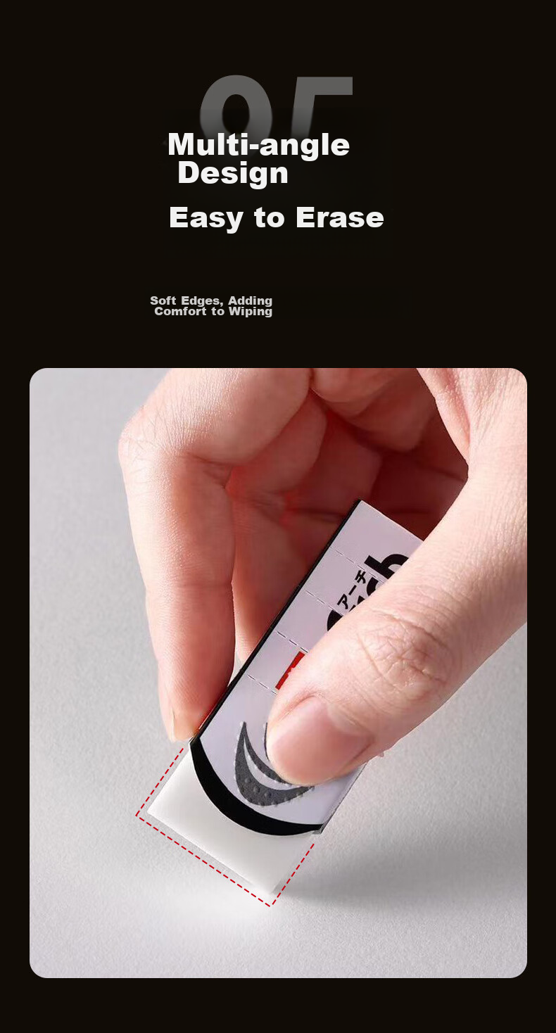 Ластик SAKURA 3x Anti-Break Eraser, уникальный изогнутый дизайн предотвращает поломку, для экзаменов студентов, художественных эскизов и рисования, импортный ластик ARCH(60C), 1 шт.