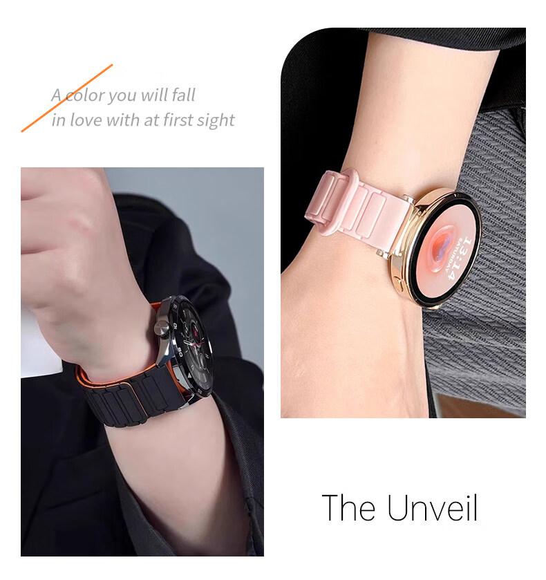 Ремешок Mashi для Huawei Watch 5/4/3/GT 6/5/GT4/3/2/Pro/Honor Magic2, магнитный силиконовый, цвет "Звездная пыль", 22 мм