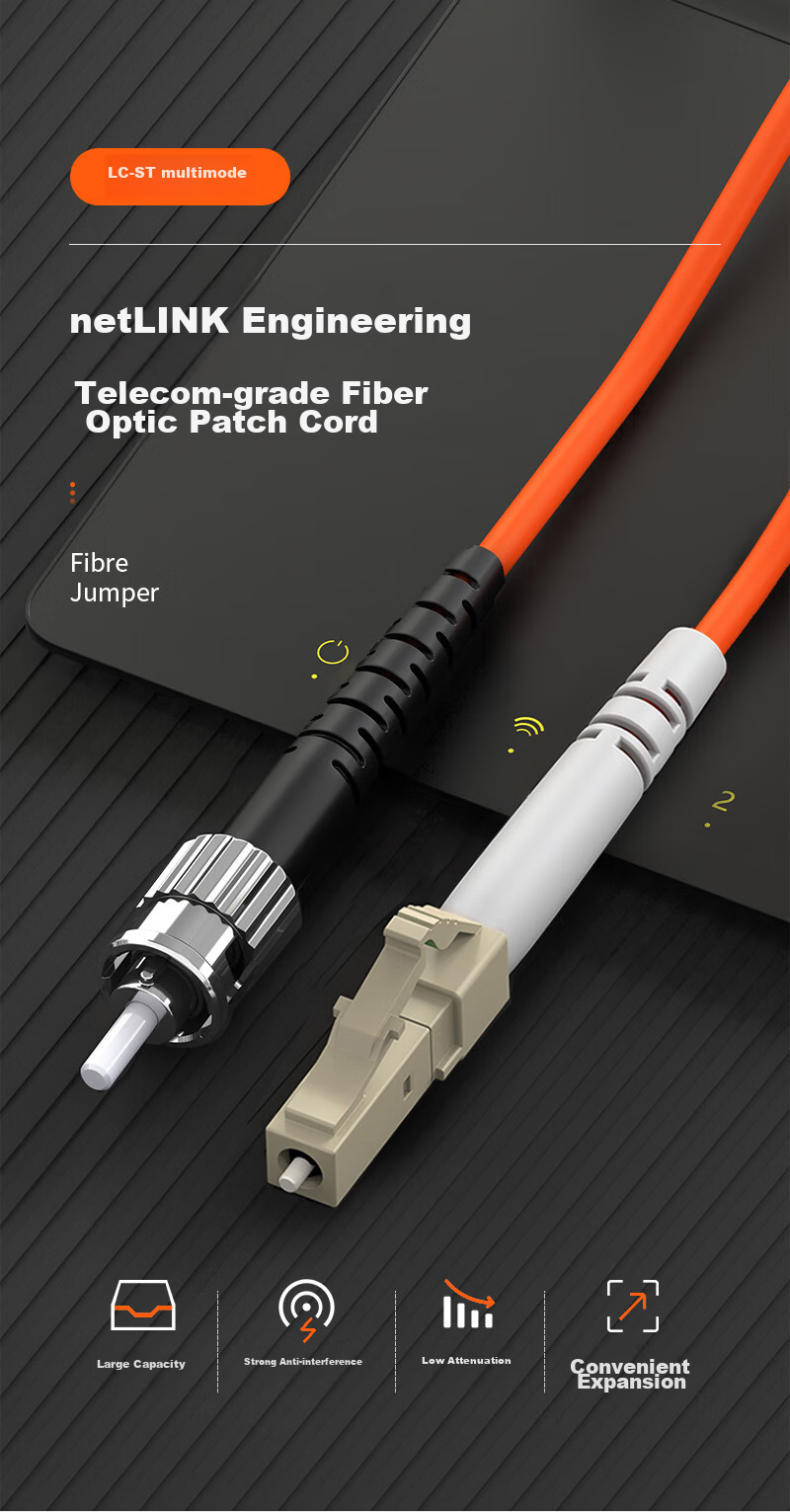 Кабельная система NetLINK, оптоволоконный патч-корд, ST-LC, многомодовый, двухжильный, 3 метра