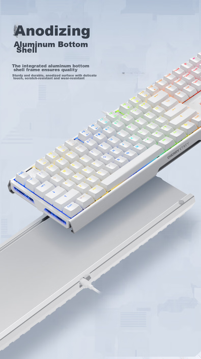 CHERRY MX3.1 Проводная механическая клавиатура, 108 клавиш, RGB подсветка, алюминиевый корпус, переключатели Cherry MX Red, черный