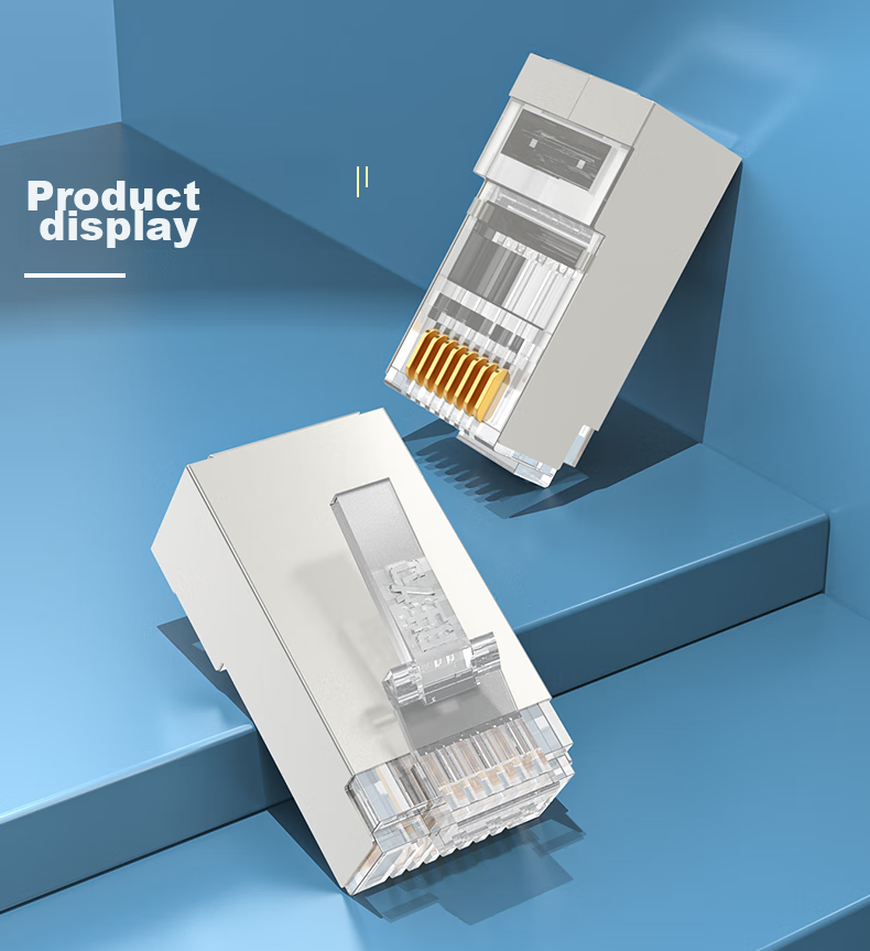 Кабельные коннекторы Shengwei CAT6 Gigabit Ethernet, 50 шт./упак., металлический экранированный RJ45 с позолотой, 8P8C
