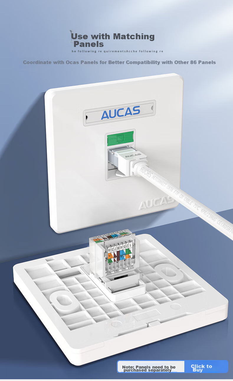 Модуль сети AUCAS Категория 6, Gigabit Ethernet, без инструментов, RJ45, белый