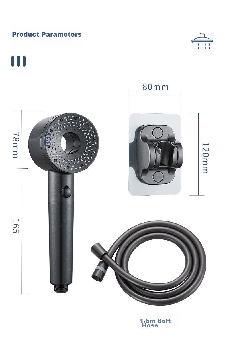 Ручной душ KEGOO K4035 с функцией остановки воды, трехкомпонентный набор, без сверления, универсальный кронштейн