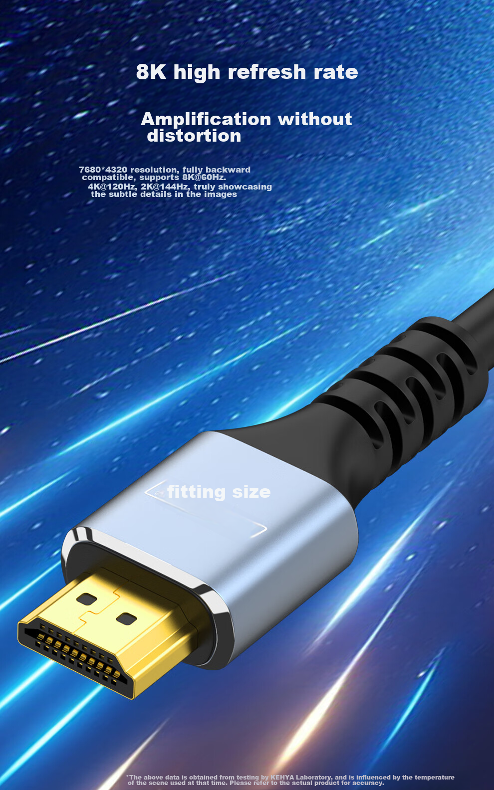 Кабель HDMI Keya версии 2.1, 8K 60Hz, для подключения ноутбука, ТВ-приставки к телевизору, монитору, проектору, 2 метра