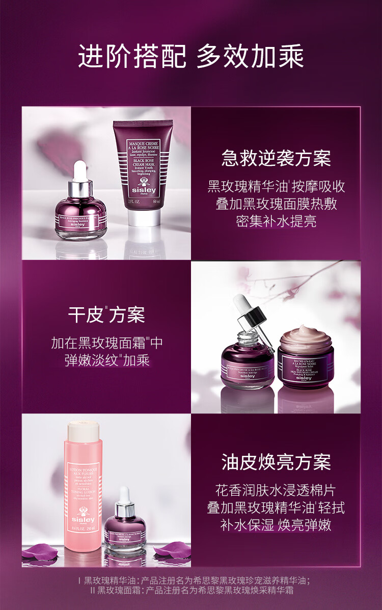 希思黎（Sisley）黑玫瑰珍宠滋养精华油25ml补水保湿淡纹护肤品套装生日礼物
