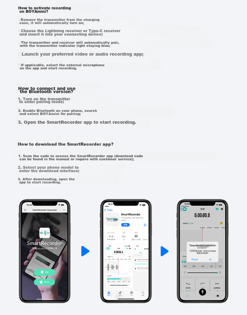 BOYA Мини беспроводной петличный микрофон для мобильных устройств, прямой эфир, запись видео, с шумоподавлением, двойной канал, версия Lightning