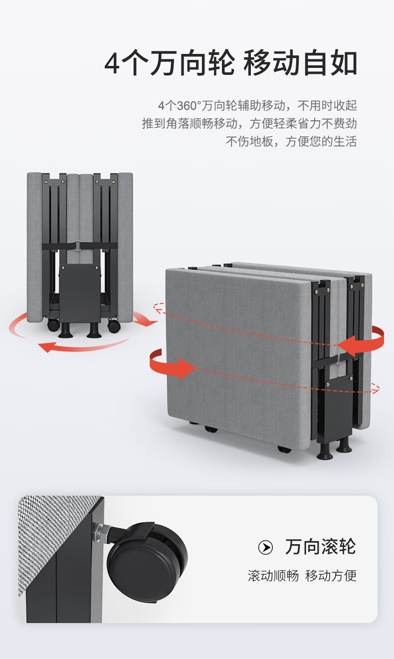 瑞仕达 Restar 折叠床午休单人床办公室午睡床便携多功能木板海绵床医院陪护床四折海绵床 70cm宽