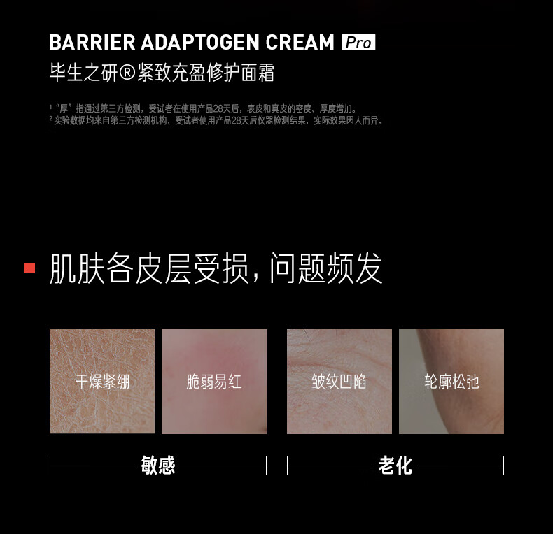 毕生之研厚脸皮霜Pro45g 紧致修护面霜淡纹保湿舒缓肌肤