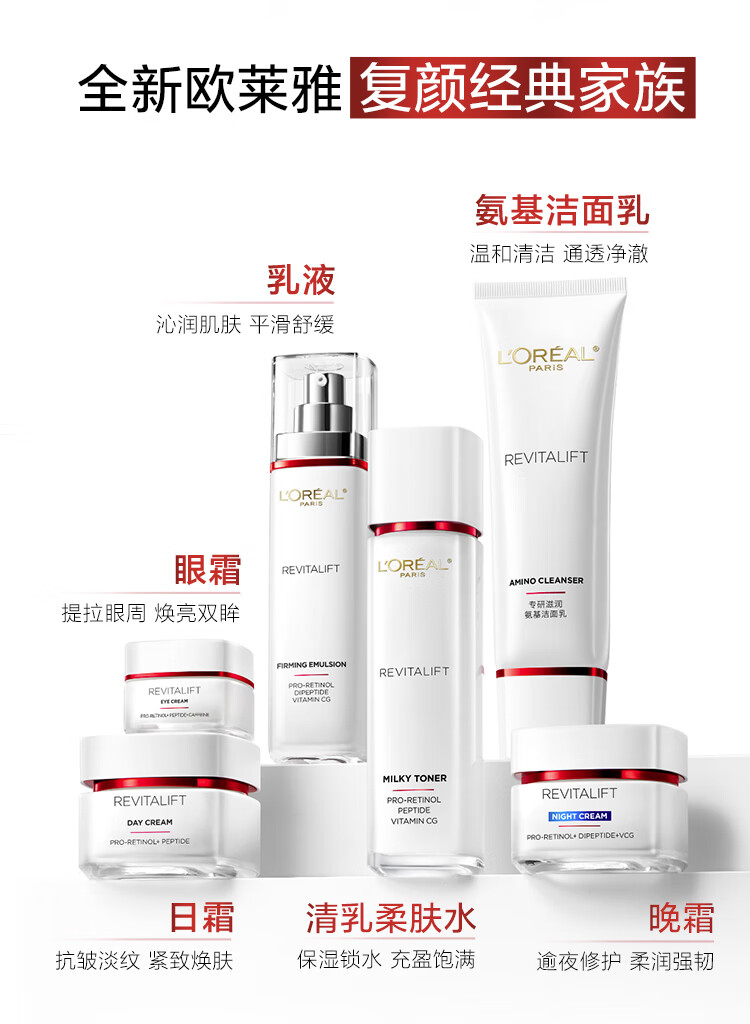 欧莱雅复颜视黄醇水乳霜套装 补水保湿抗皱紧致护肤品套装女神节礼物女