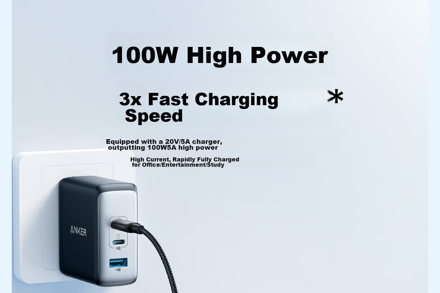 Кабель ANKER Ice Point Apple Type-C - Type-C, 100W, 1м, белый