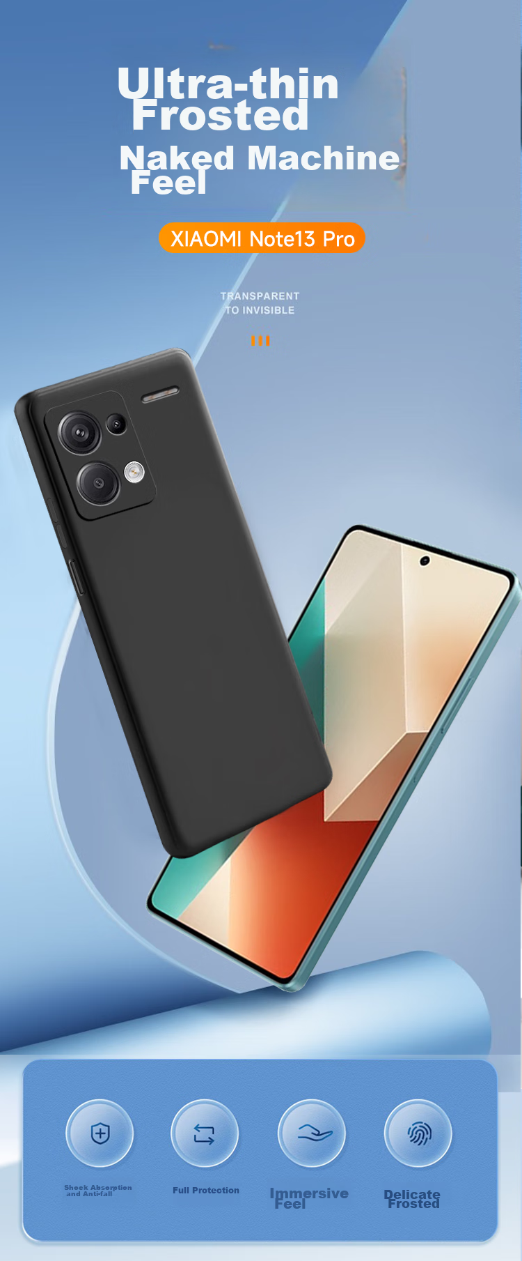 Чехол для Xiaomi Redmi Note 13 Pro KOOLIFE, матовый, противоударный, с защитой камеры, черный