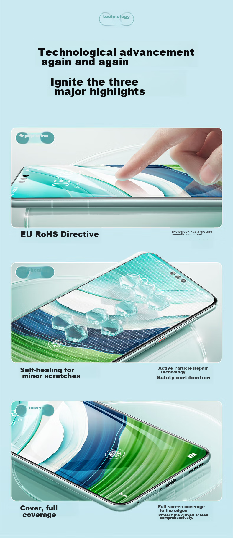 Защитная гидрогелевая пленка DIVI для Huawei Mate60 Pro/Pro+/60RS, полноэкранное покрытие, противоударная, противоотражающая, ультратонкая