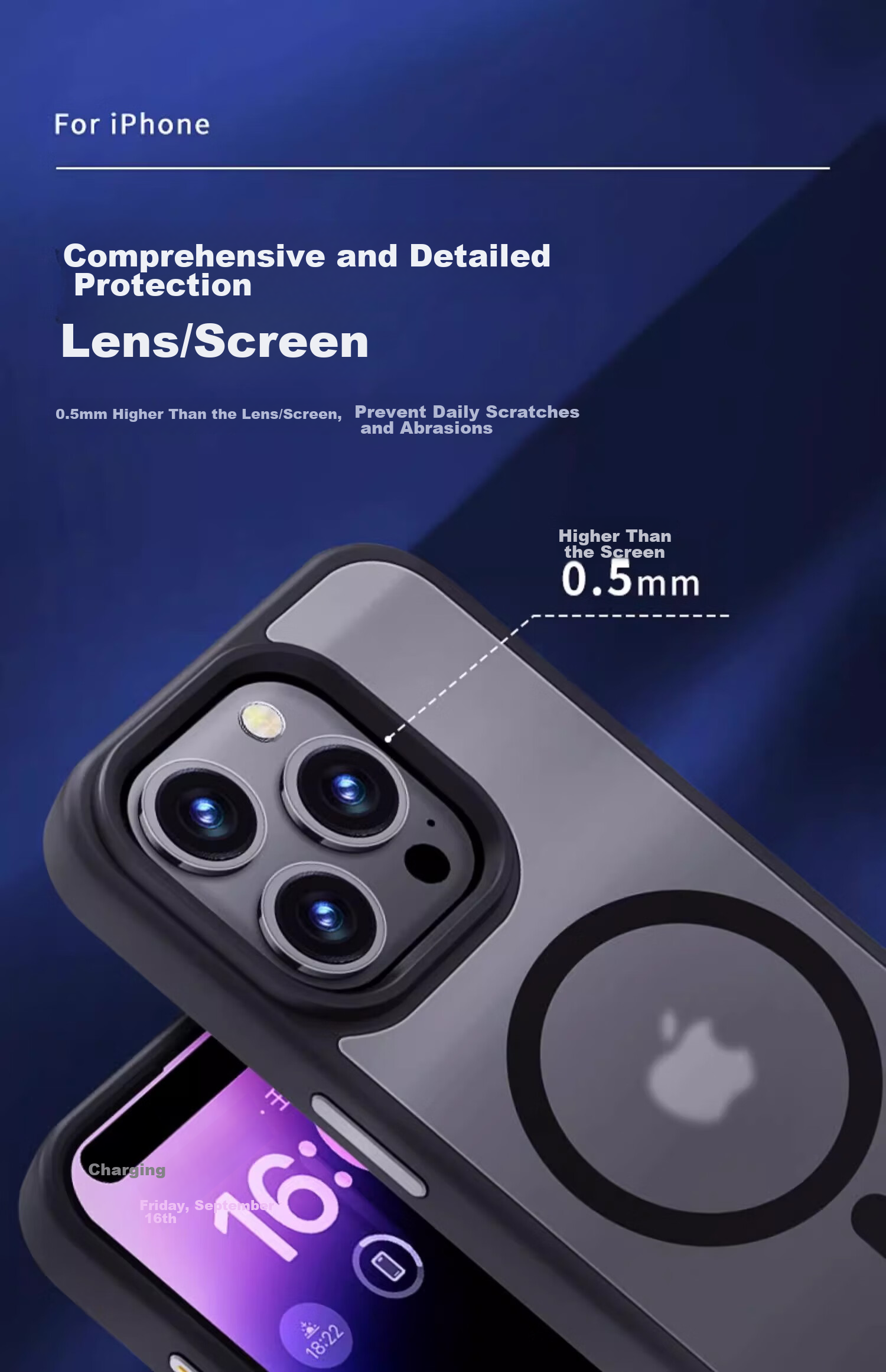 Чехол ZHIWEISHI для Apple iPhone 14 Pro Max, Skin-Feel Magnetic, ультратонкий, противоударный, с матовым покрытием, полуночный черный