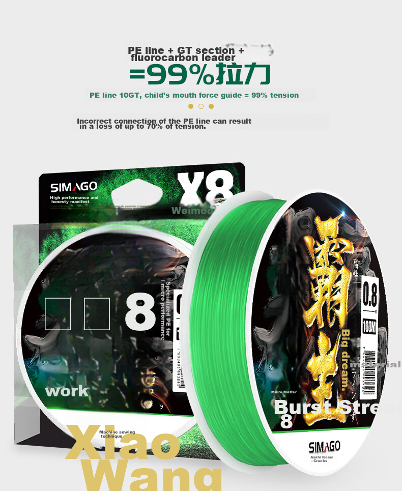 Плетеная леска SIMAGO Ximan Duo 8, 150 м, 0.8#, 10 кг, зеленая