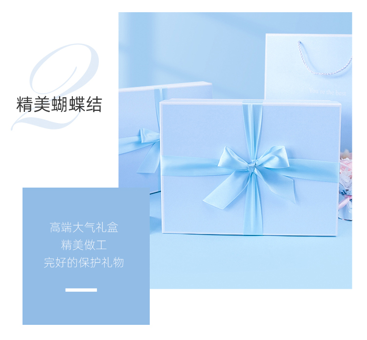 巧心师 礼物盒 高档香水礼物母亲节礼物包装盒蓝色大号礼品盒礼袋空盒生日礼物女送女朋友商务送礼