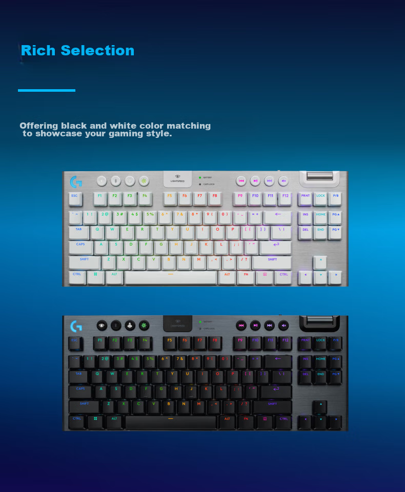 Игровая механическая клавиатура Logitech G G915 X LIGHTSPEED TKL с низким профилем, беспроводная, белая, коричневый переключатель