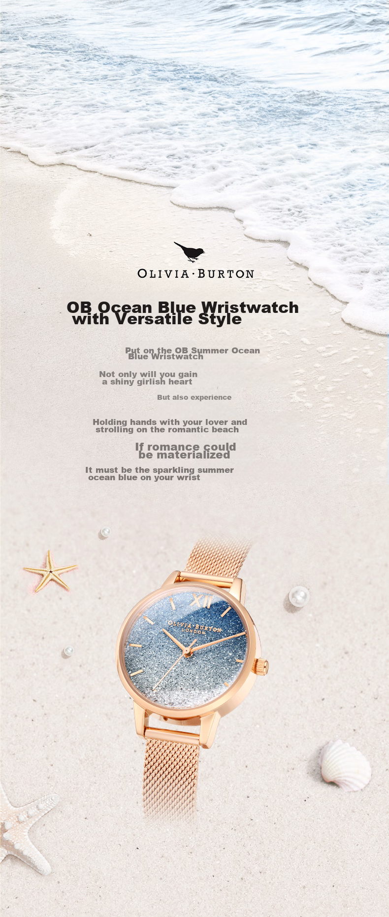 Женские часы OLIVIA BURTON Ob Self-Operated Starry Sky Western Watch, OB16EX204, синие