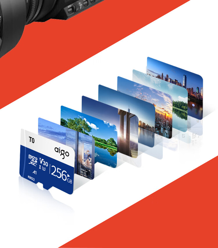 Карта памяти Aigo T0, 256 ГБ, TF (MicroSD), U3, V30, 4K, для видеорегистратора, камеры наблюдения, телефона, планшета, игровой консоли