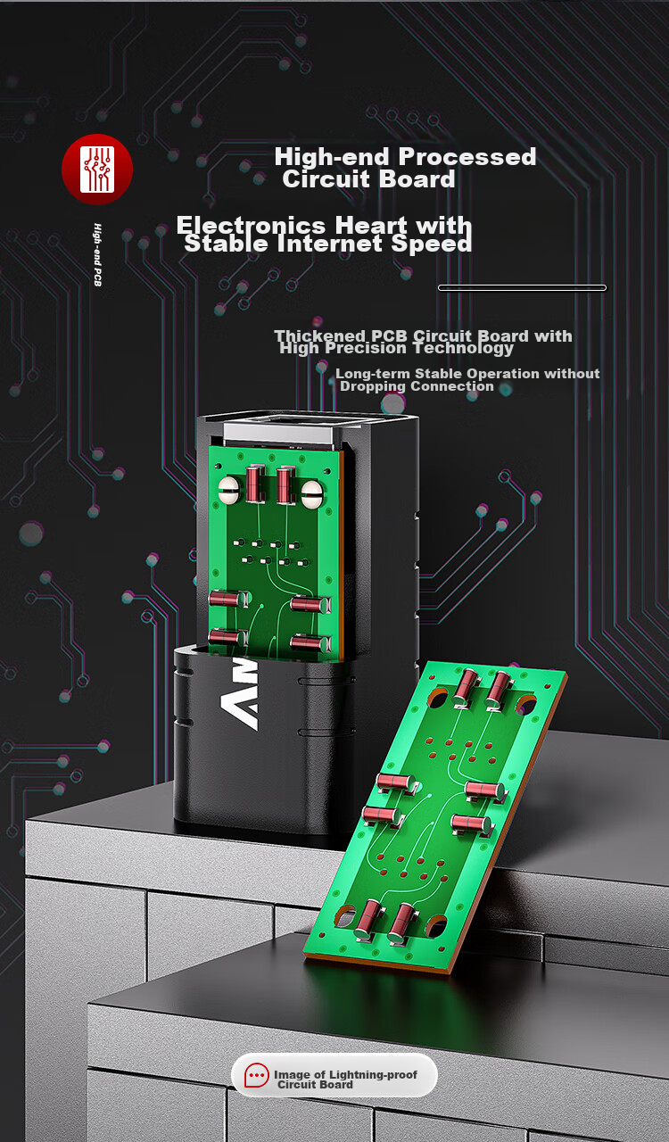 AMPCOM CAT6 Gigabit Crystal Head Network Cable Straight-Through Connector, CAT6 Shielded Double-Pass Network Extension Connector RJ45 Computer Network Port Adapter Black 1 Piece AMCAT6BK102