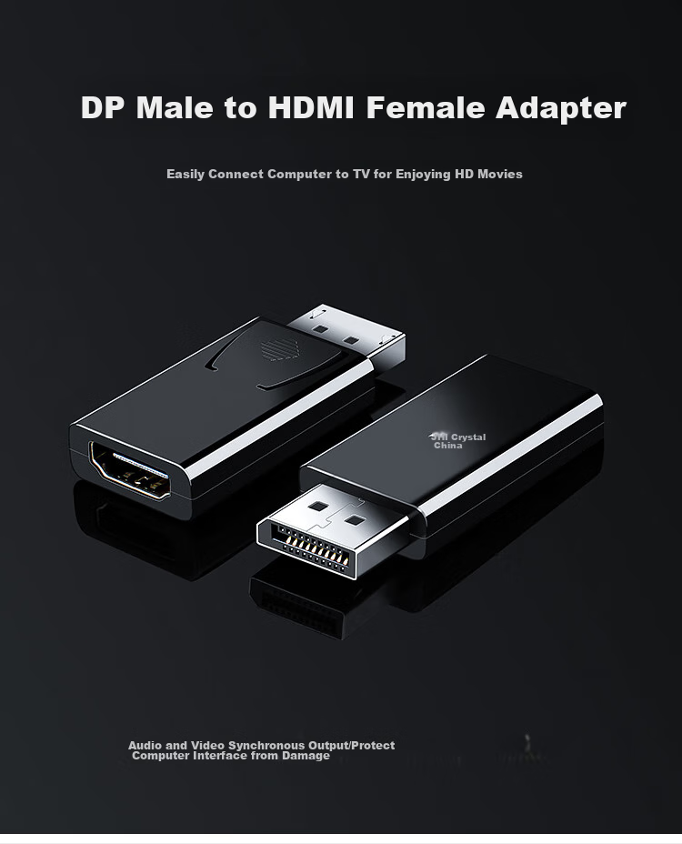 Переходник Jinghua DP to HDMI, черный, 1080P, для подключения ноутбука к монитору/телевизору