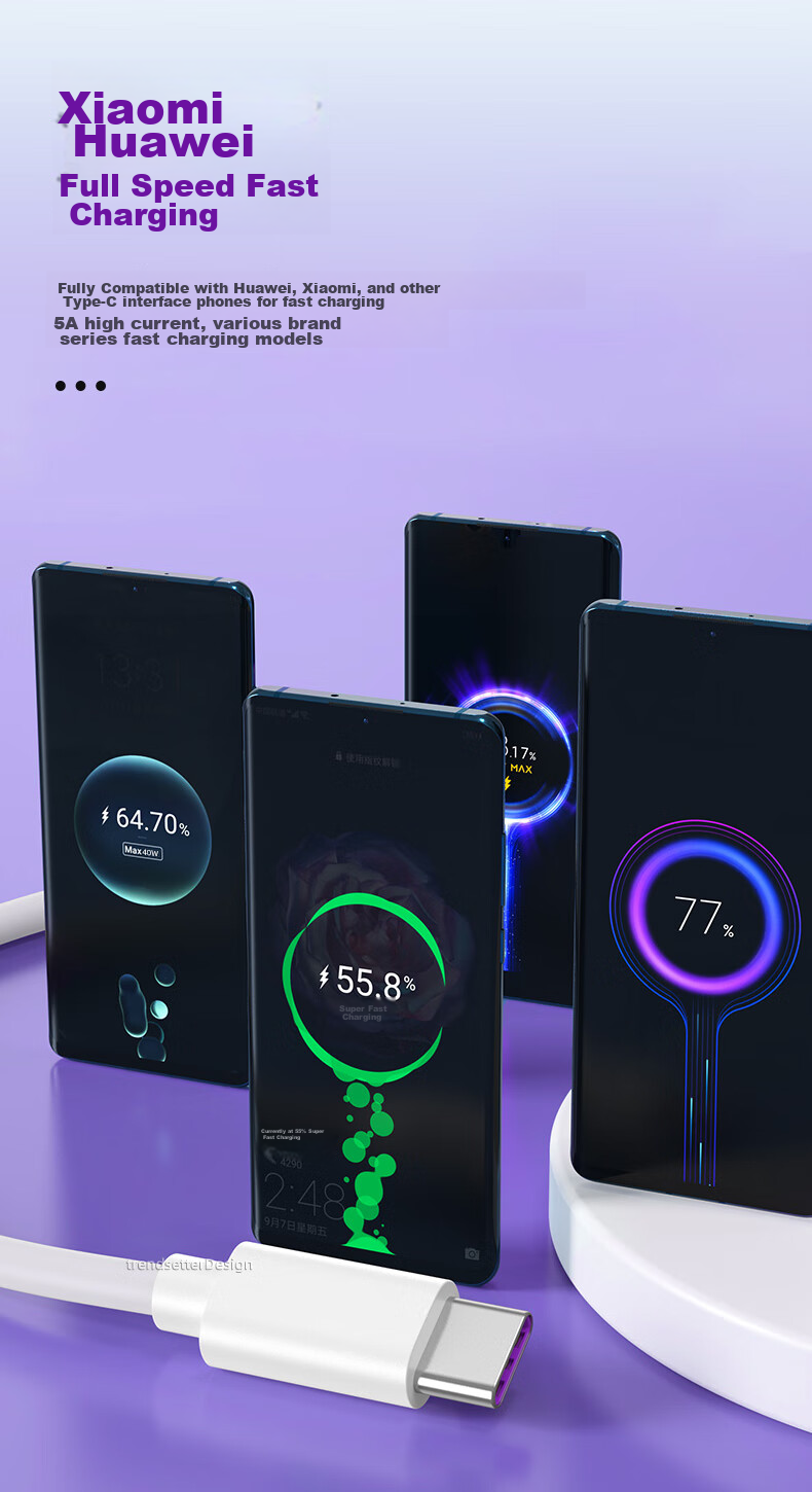 Кабель Chaofan для Huawei 5A/6A Super Fast Charging, Type-C, 1 метр, белый