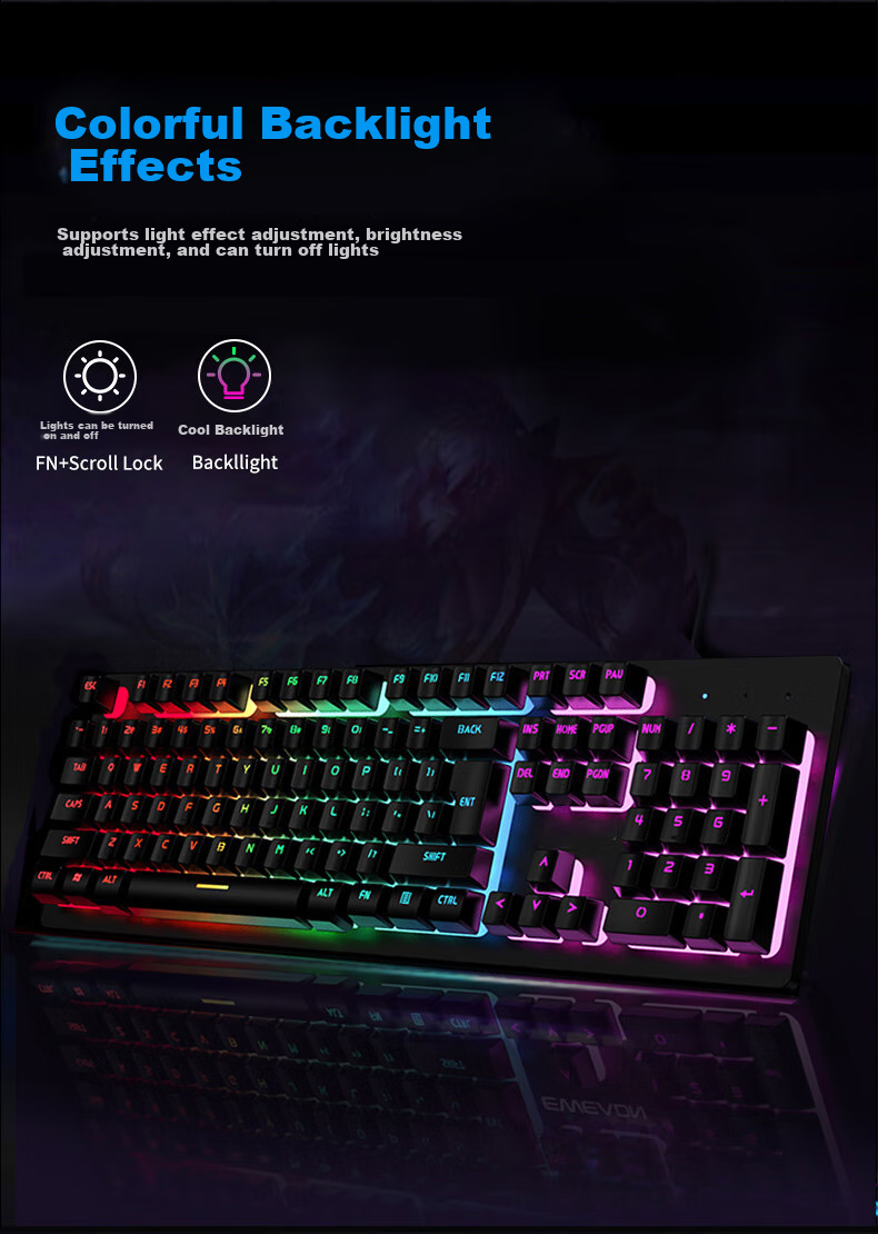 Механическая клавиатура EWEADN GX300 с подсветкой и игровой мышью, проводной набор для геймеров и офиса
