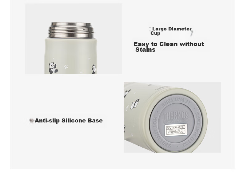 Детская термокружка THERMOS Panda Series с трубочкой, 350 мл, черная