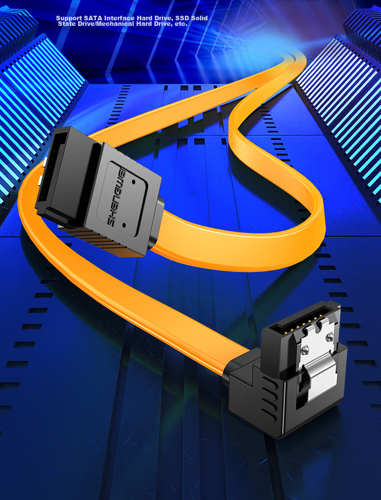 Кабель SATA 3.0 Shengwei SAT-110, 1 м, черный, с прямыми разъемами