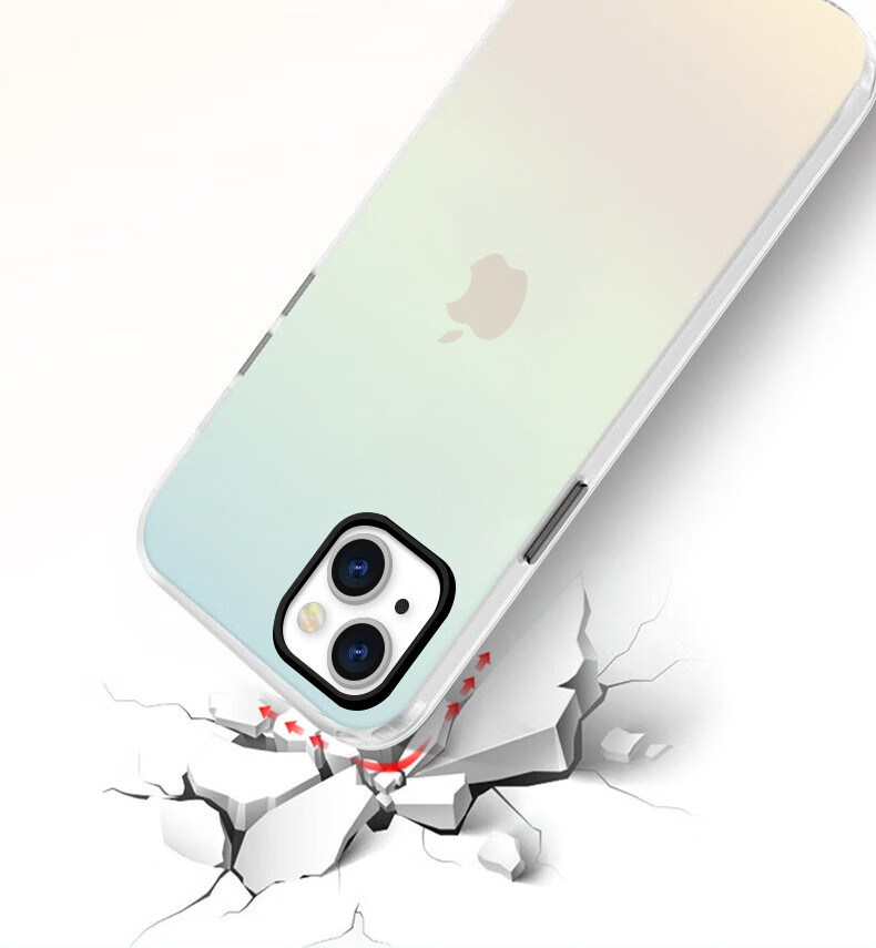 Чехол для iPhone 14 Baozou, силиконовый, с мягким краем, полупрозрачный, полная защита, противоударный, лазерный градиент, премиальный матовый жесткий чехол