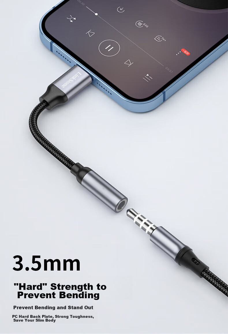 Переходник LinkStone Lightning на 3.5 мм для iPhone 14/13/12/11 Pro Xs Max, аудиокабель, штекер и воспроизведение, конвертер Lightning в 3.5 мм