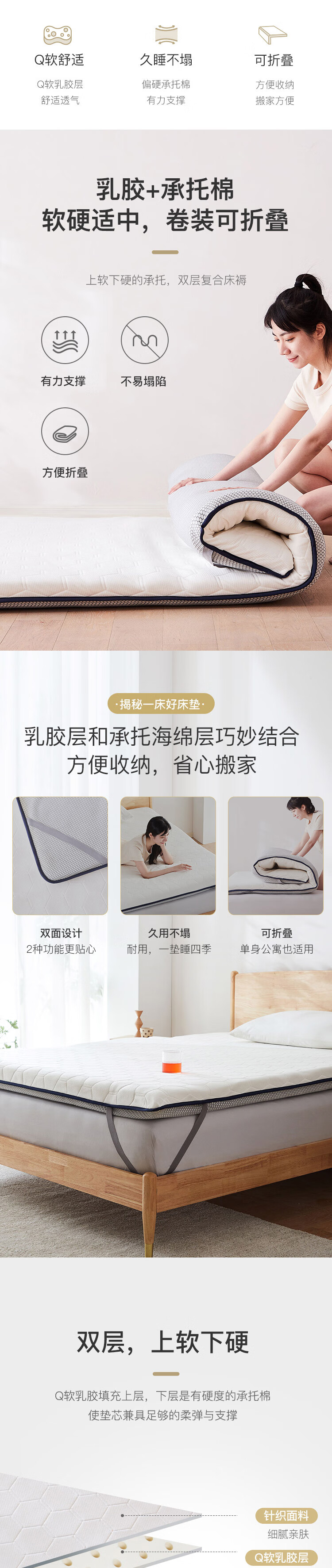 网易严选 床垫家纺 乳胶复合床褥床垫 泰国乳胶床垫 双人单人学生宿舍上下铺榻榻米垫子床垫 150*200cm