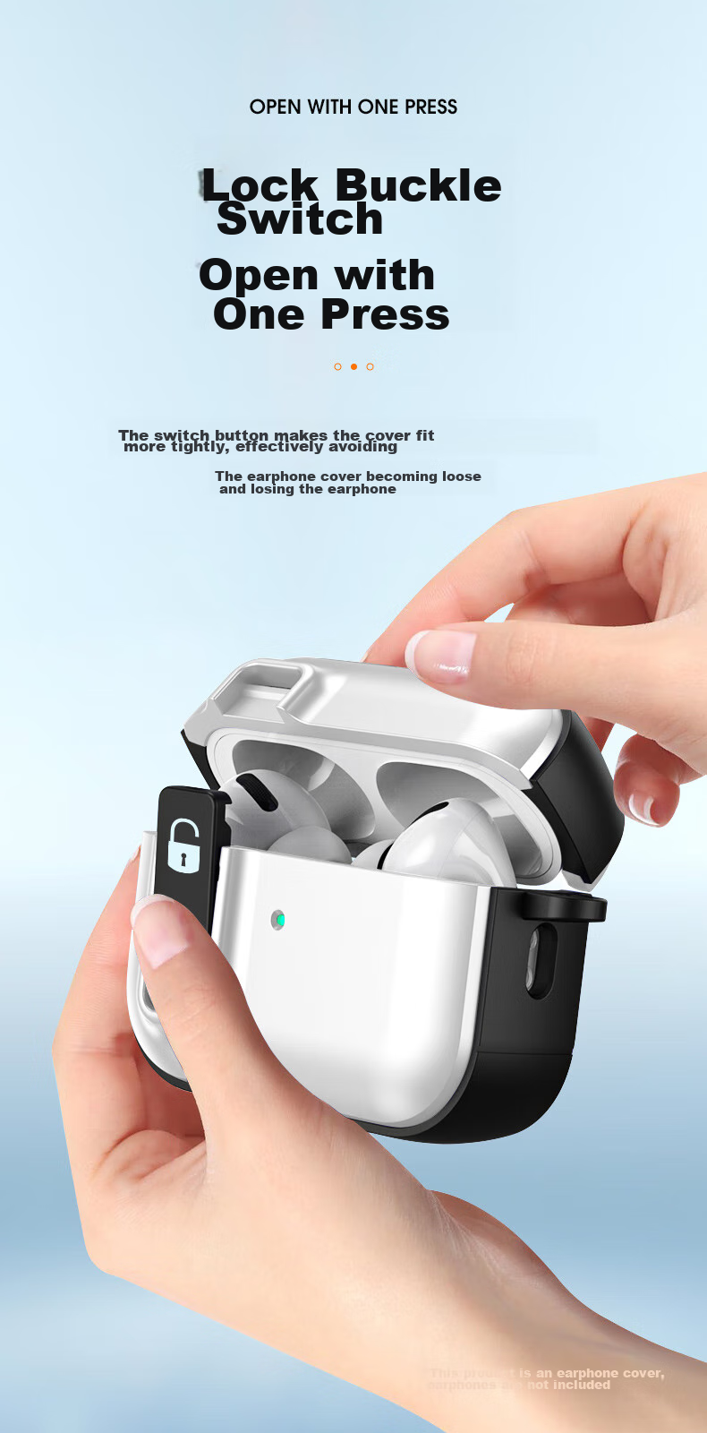 Защитный чехол PISEN для Apple AirPods Pro 2-го поколения, противоударный, с защитой от потери, белый