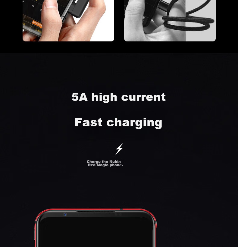 Кабель Trendsetter Type-C to Type-C, 120W/100W, угловой, для быстрой зарядки Red Magic 8/7/7s/6s/pro/5s/5g/3/3s, 1 метр, красный