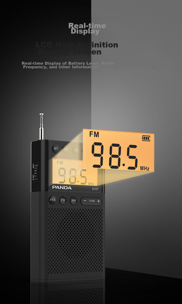 Мини-радио Panda 6107 для прослушивания английского языка, экзаменов, подарка пожилым людям, портативное, с цифровым дисплеем