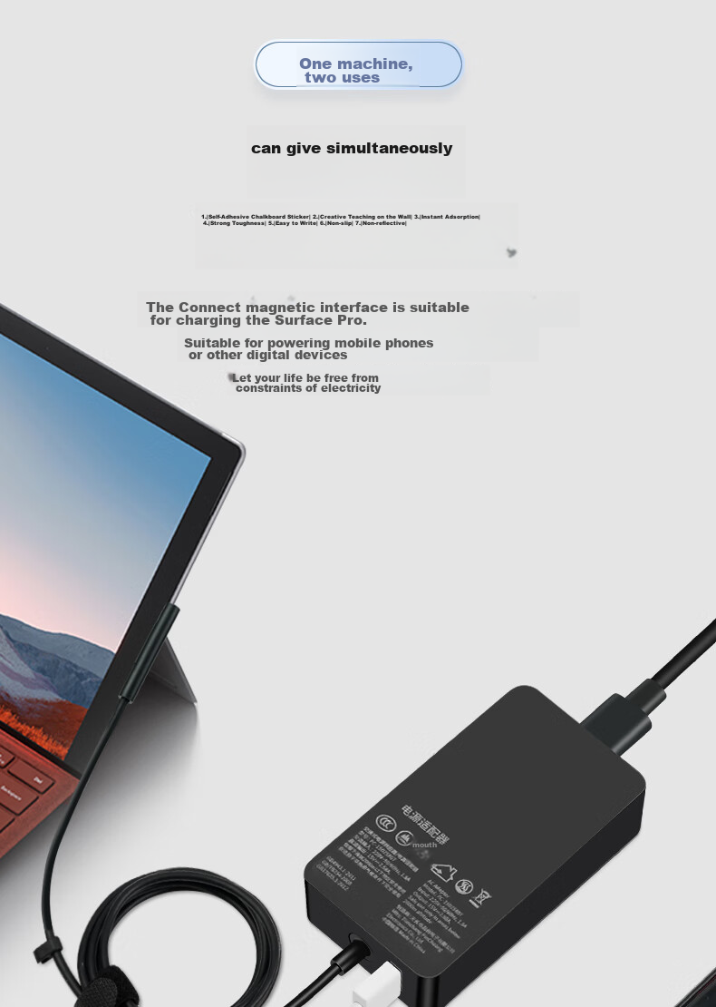 Зарядное устройство Mryc для ноутбука Microsoft Surface, 65 Вт, 15 В 4 А, с USB-портом, совместимо с Surface Pro 5/6/7/8/X/Go, Laptop 3/4, Book Power Adapter