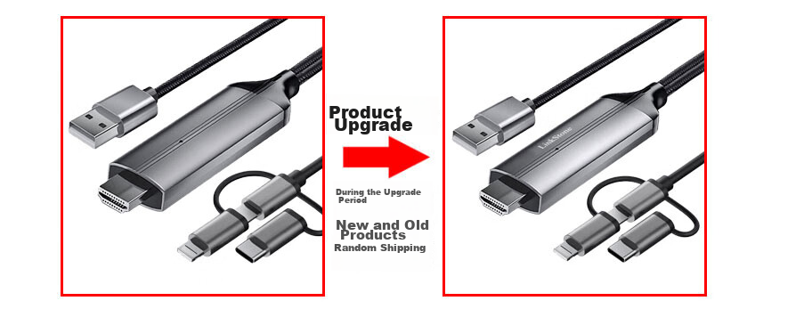 LinkStone Кабель-адаптер для зеркалирования экрана Lightning/Type-C на HDMI, 3-в-1, высокая четкость, для телефона на телевизор