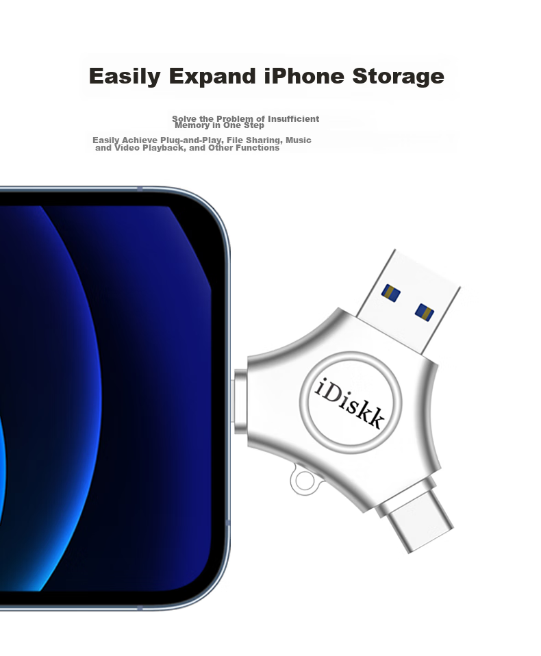 Флеш-накопитель iDiskk U030 64 ГБ MFi Certified, 3-в-1 USB Type-C Lightning, для iPhone, Android, Apple, резервное копирование фото