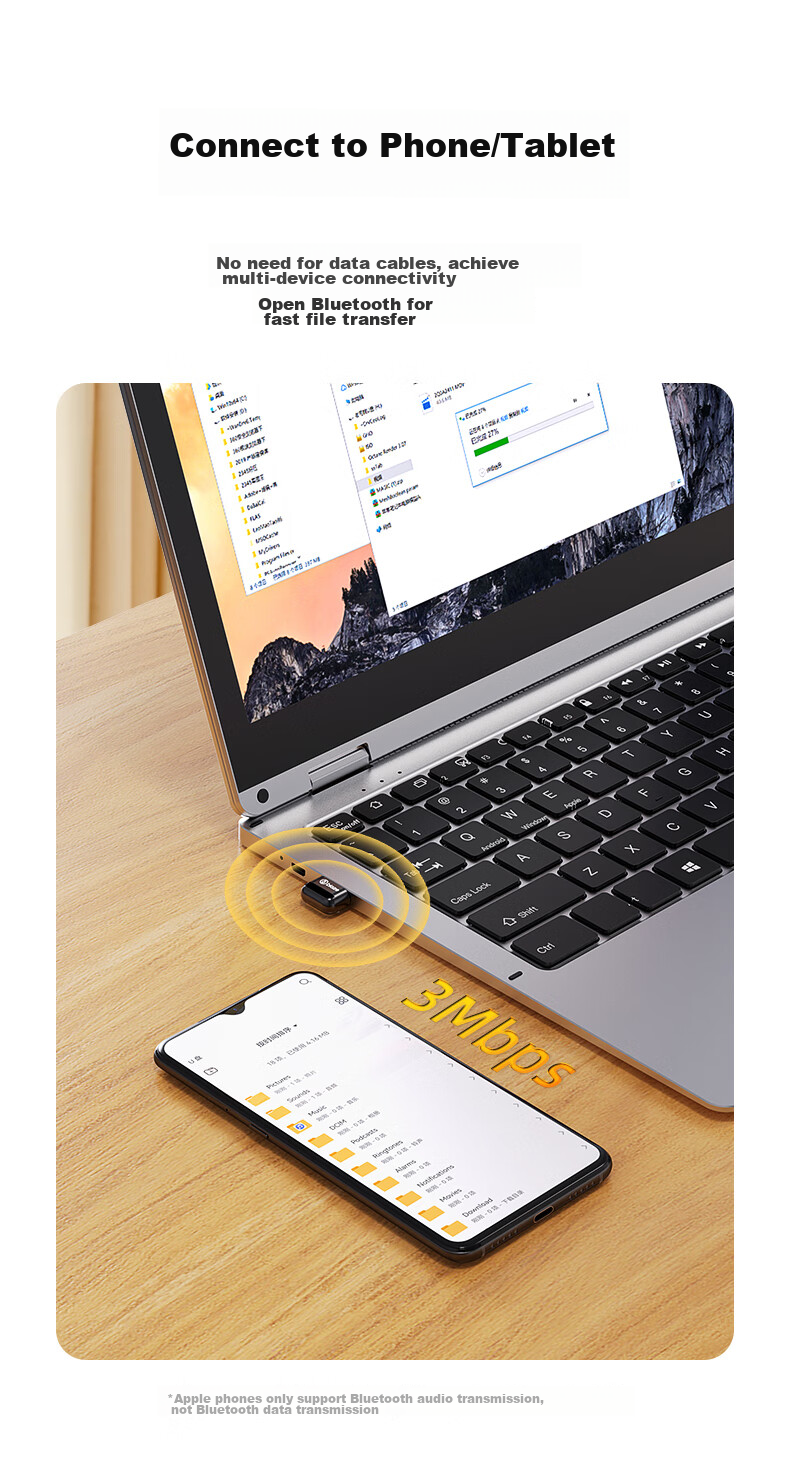 USB Bluetooth адаптер BIAZE 5.4, внешний модуль для ноутбуков и настольных компьютеров, для подключения клавиатуры, мыши, аудиоколонок, беспроводных наушников