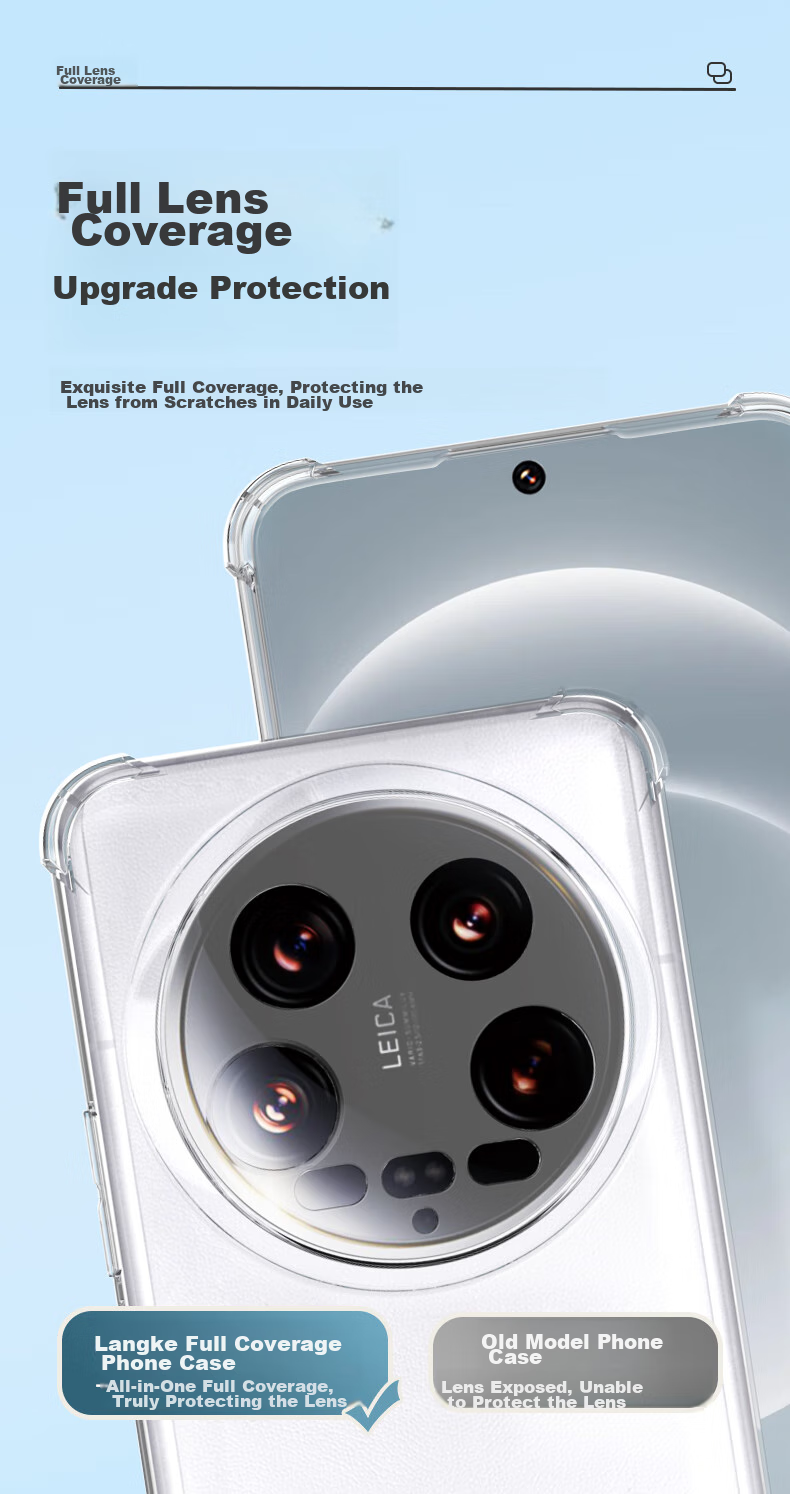 Чехол LLUNC для Xiaomi 14 Ultra, прозрачный, противоударный, с защитой камеры