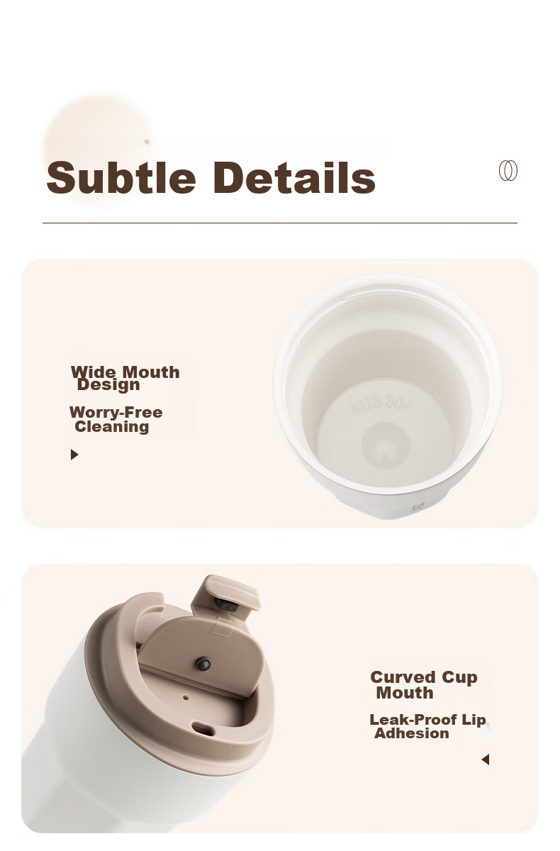 Термокружка ASD Insulated Mug, керамическая, портативная, двойного назначения, RWS35B6WG-IV, 350 мл, цвет "лунно-белый"