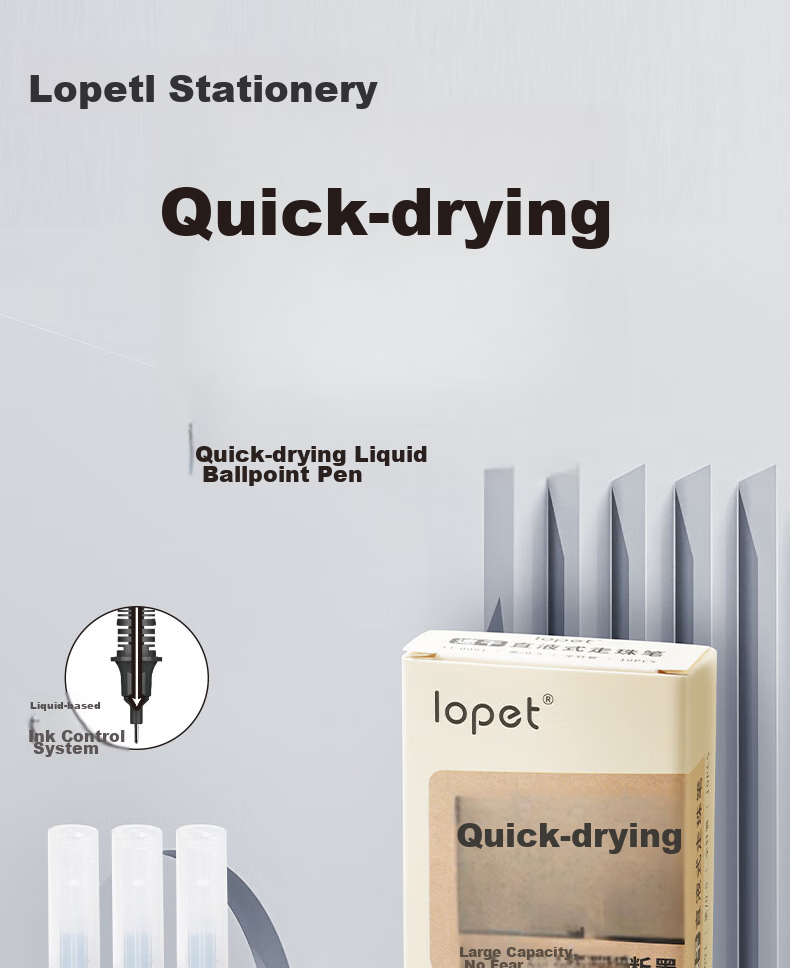 Набор из 10 черных гелевых ручек LOPET LT-0091, 0.5 мм, быстрая сушка, для офиса и учебы