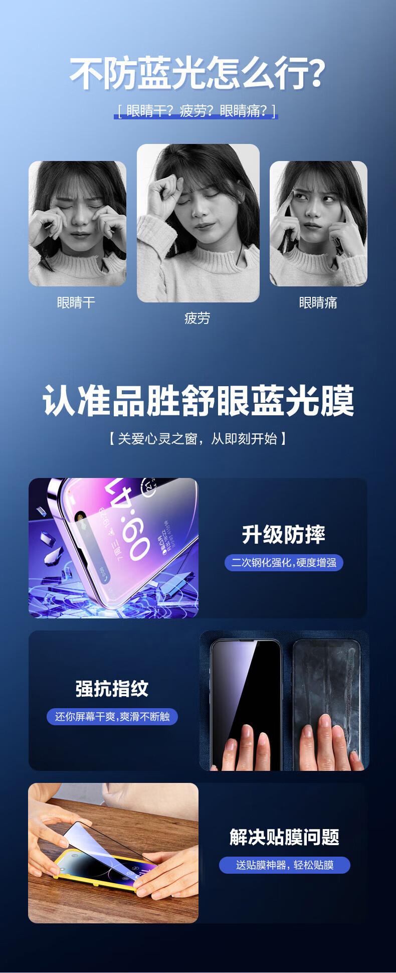 Защитное стекло PISEN для iPhone 13/14/13 Pro/16e, полное покрытие, защита от синего света, 2 шт.