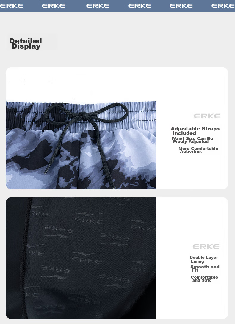 Мужские шорты для плавания ERKE, двойной слой, защита от смущения, до колена, большие размеры, свободные пляжные шорты, быстросохнущие купальники для горячих источников и плавания