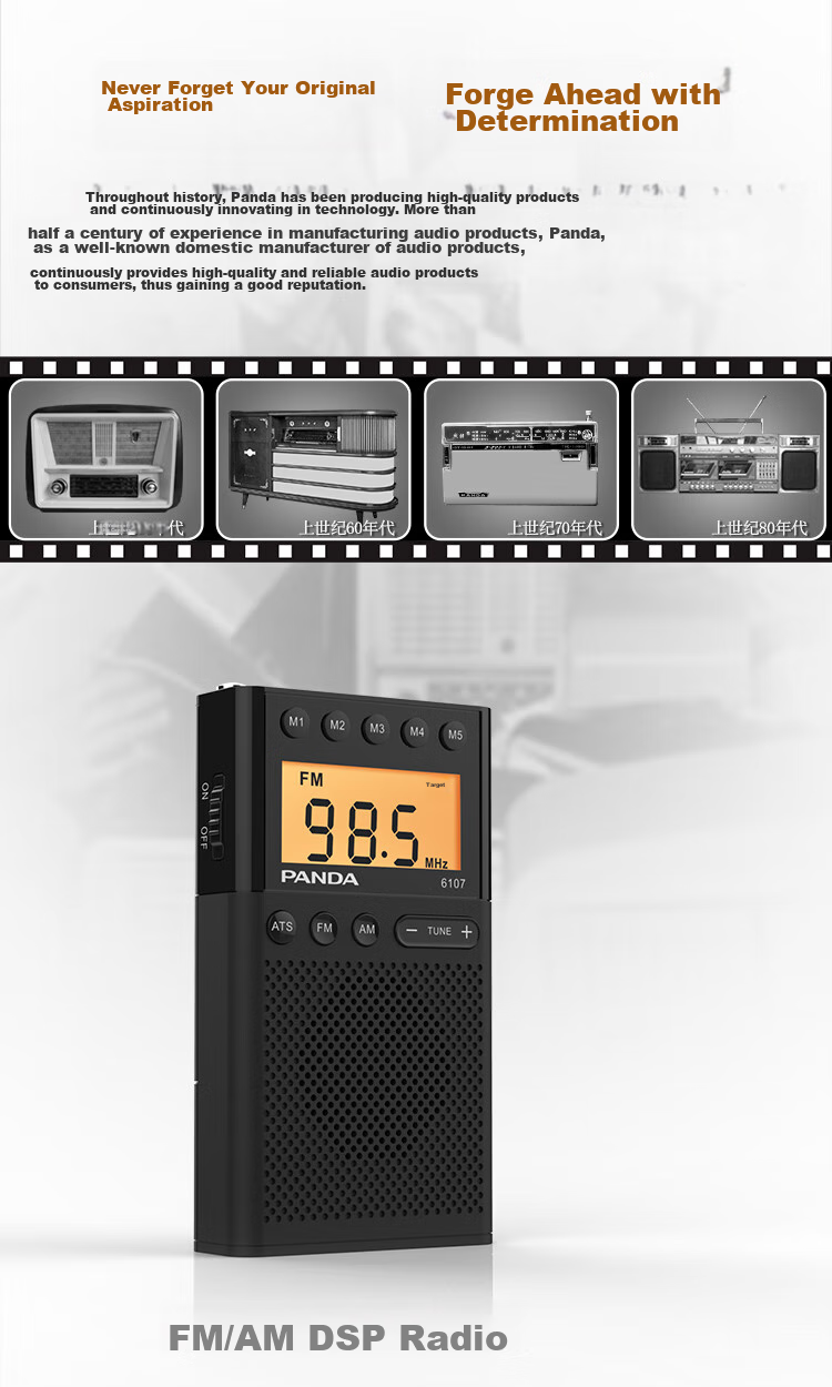 Мини-радио Panda 6107 для прослушивания английского языка, экзаменов, подарка пожилым людям, портативное, с цифровым дисплеем